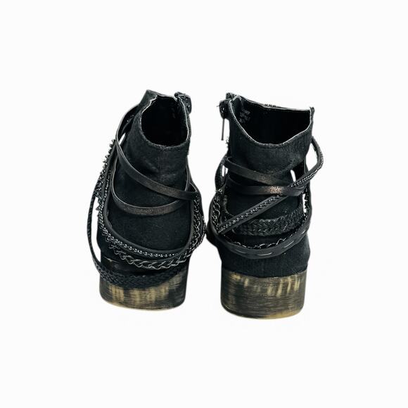Jellypop Black Chain Detail Ankle Booties - Size 8 - Picture 3 of 7